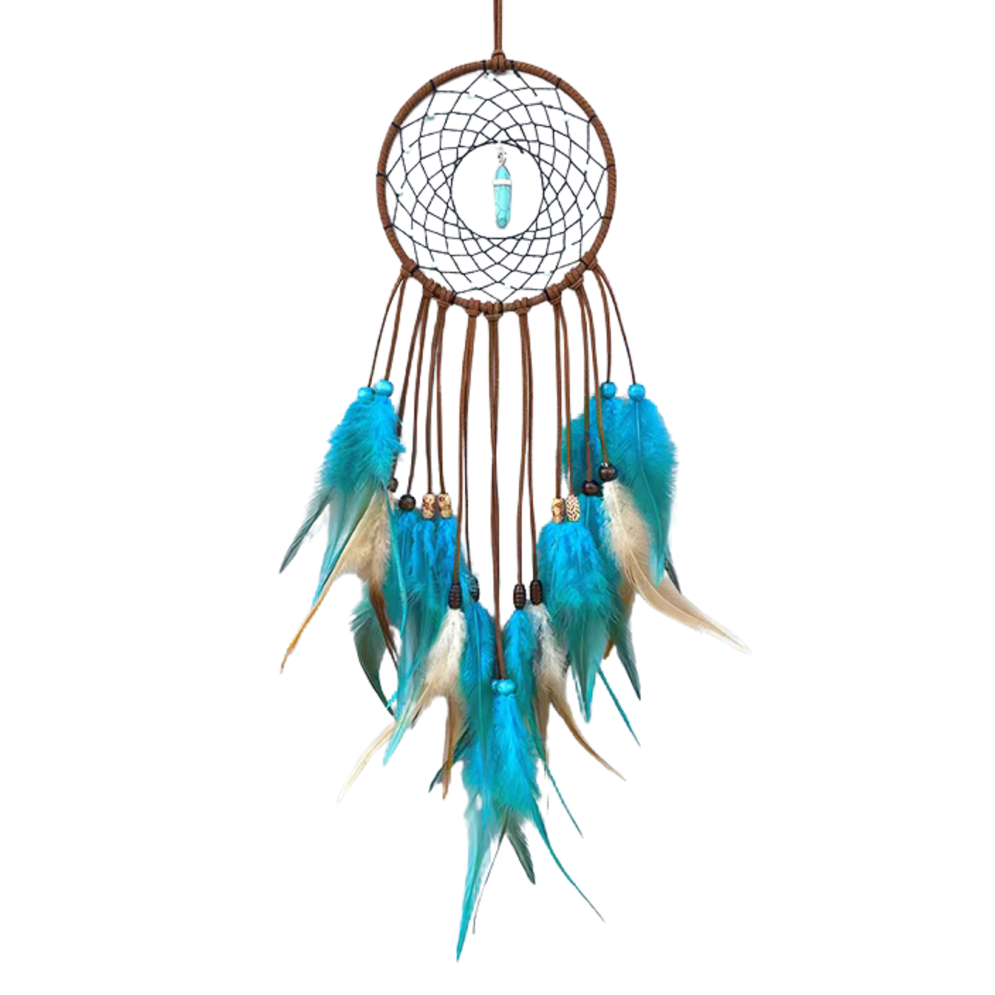 Artisan d'Asie Attrape Rêves Attrape-rêves de plumes bleues