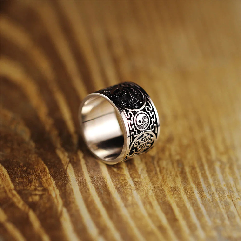 Artisan d'Asie Bagues Bague 4 symboles en argent 999