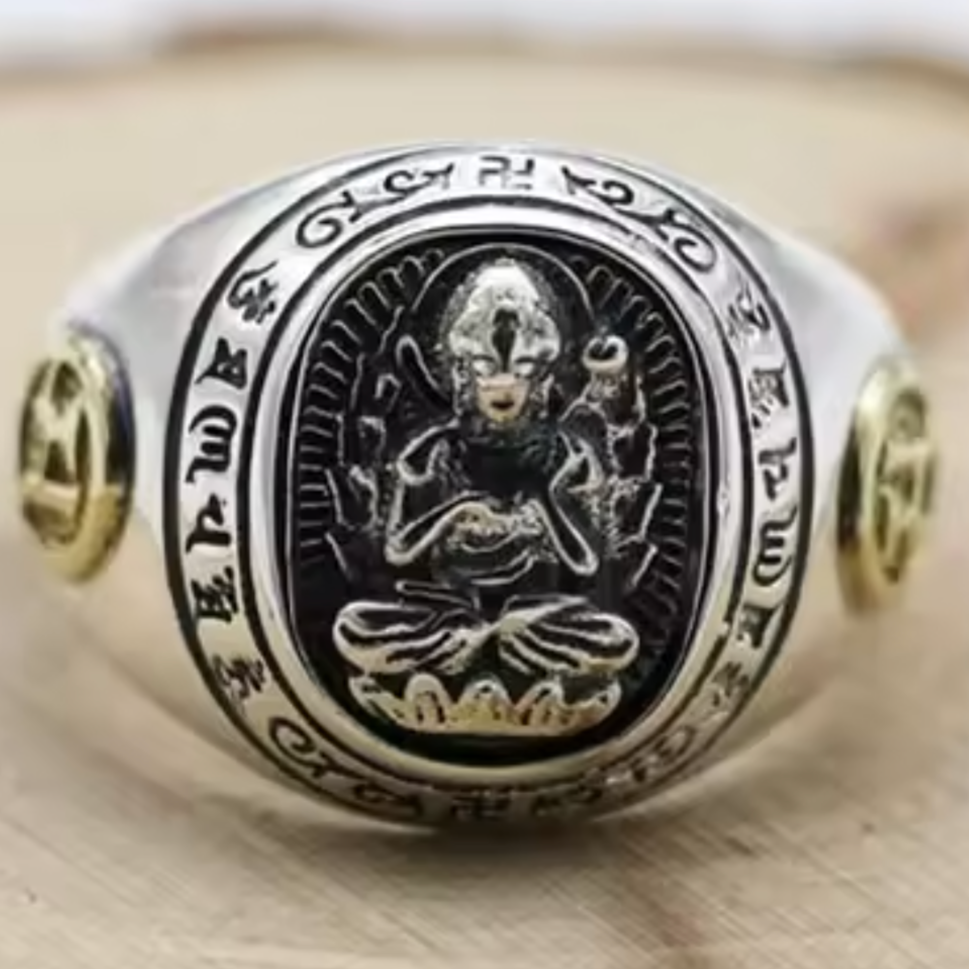 Artisan d'Asie Bagues Cheval Bague Bouddha signes du zodiaque en argent 925