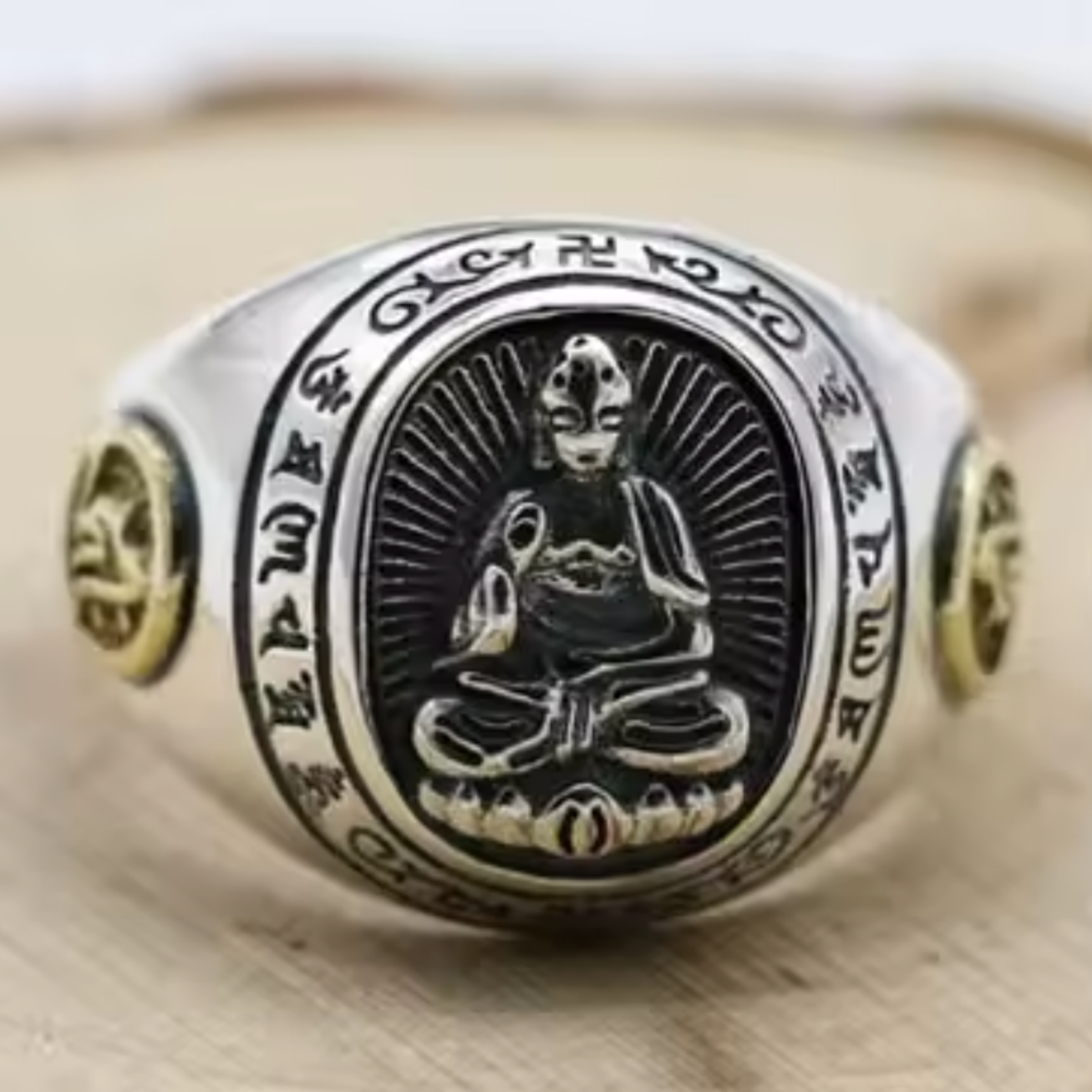 Artisan d'Asie Bagues Chien et Cochon Bague Bouddha signes du zodiaque en argent 925