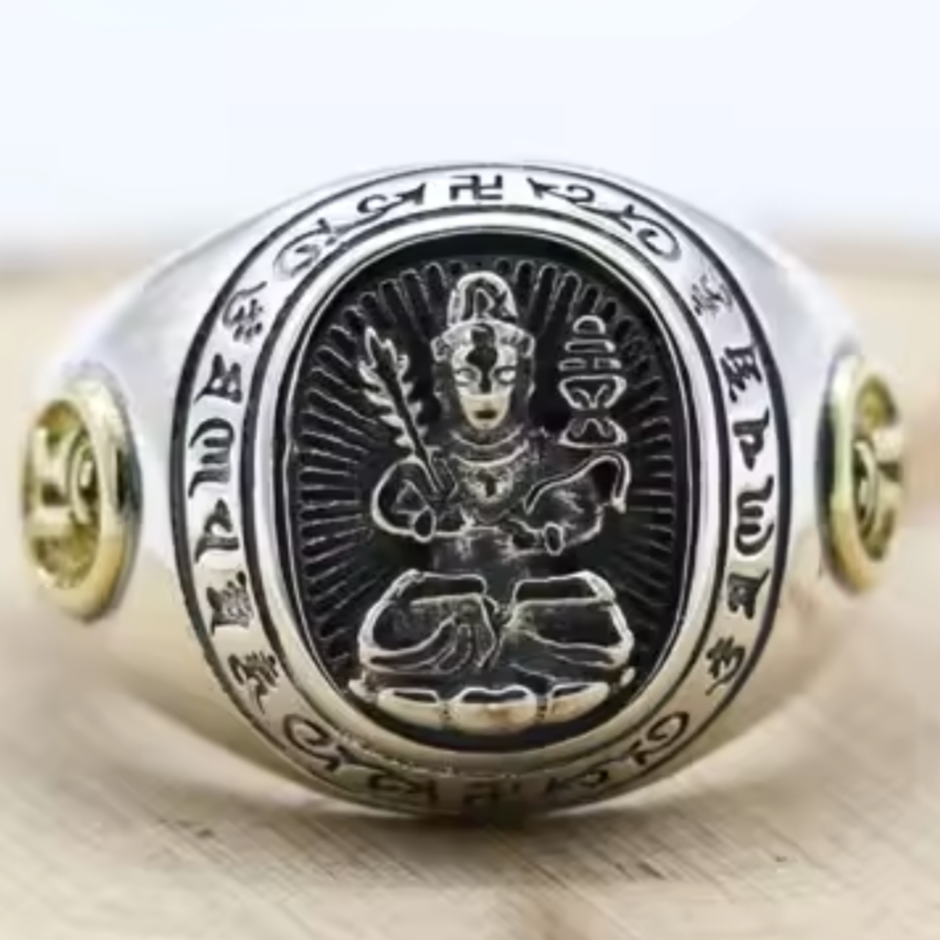 Artisan d'Asie Bagues Lapin Bague Bouddha signes du zodiaque en argent 925