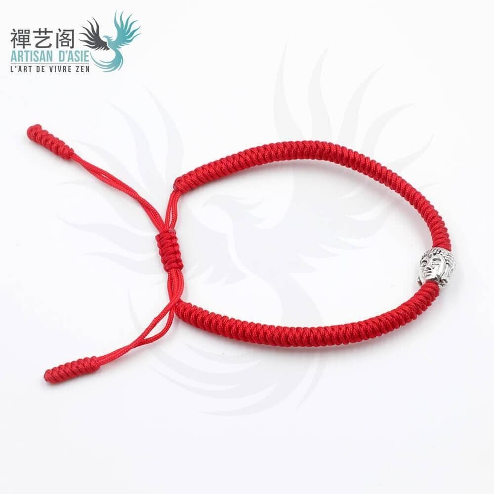 Artisan d'Asie Bracelets Tressés Tibétains Rouge Bracelet tressé tibétain tête de Bouddha