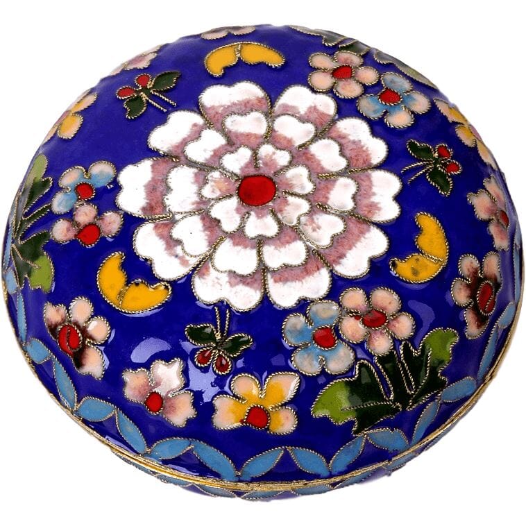 Artisan d'Asie Cloisonné Chinois (S) 5 x 5 cm / Bleu Petite boite chinoise en cloisonné - 6 couleurs