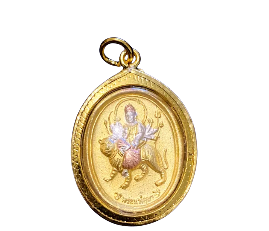 Artisan d'Asie Pendentifs Amulette Shiva Double Face Dorée 	amulette shiva dorée