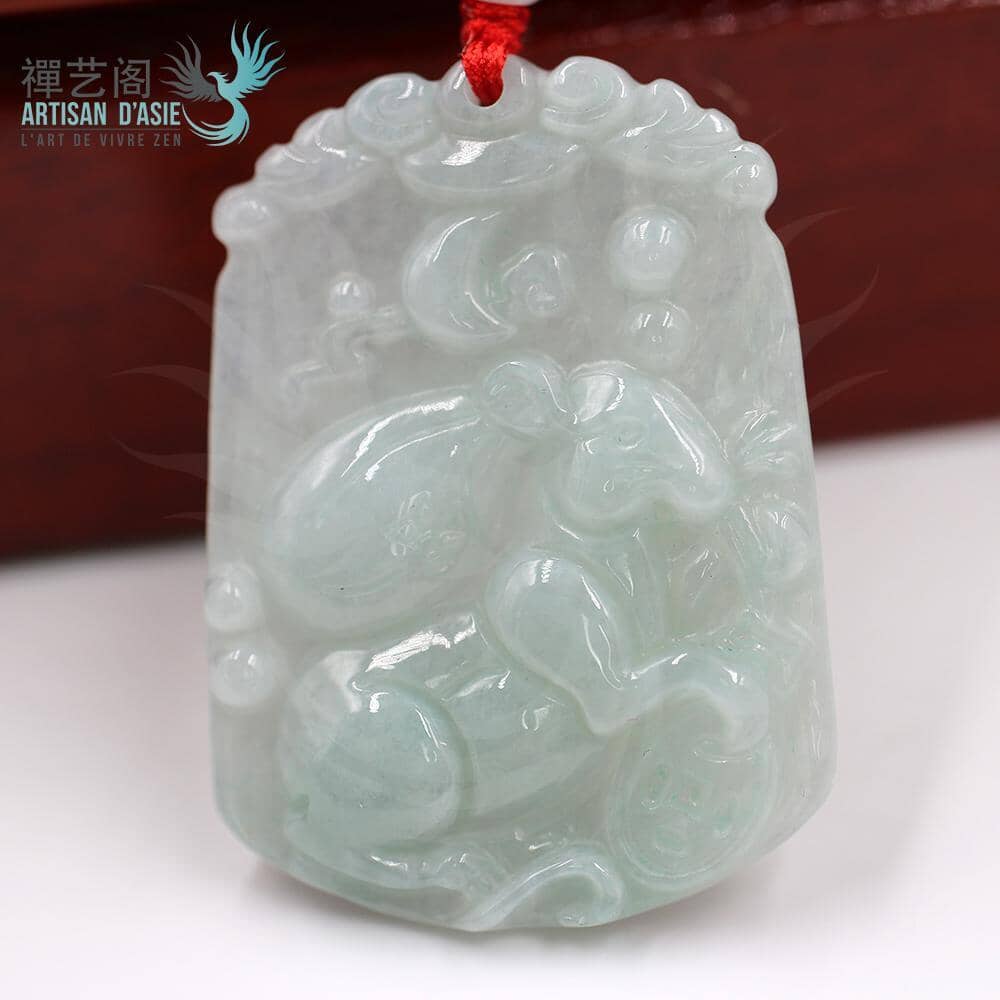 Artisan d'Asie Pendentifs & Amulettes Rat Pendentif Signes du Zodiaque en Jade Naturelle