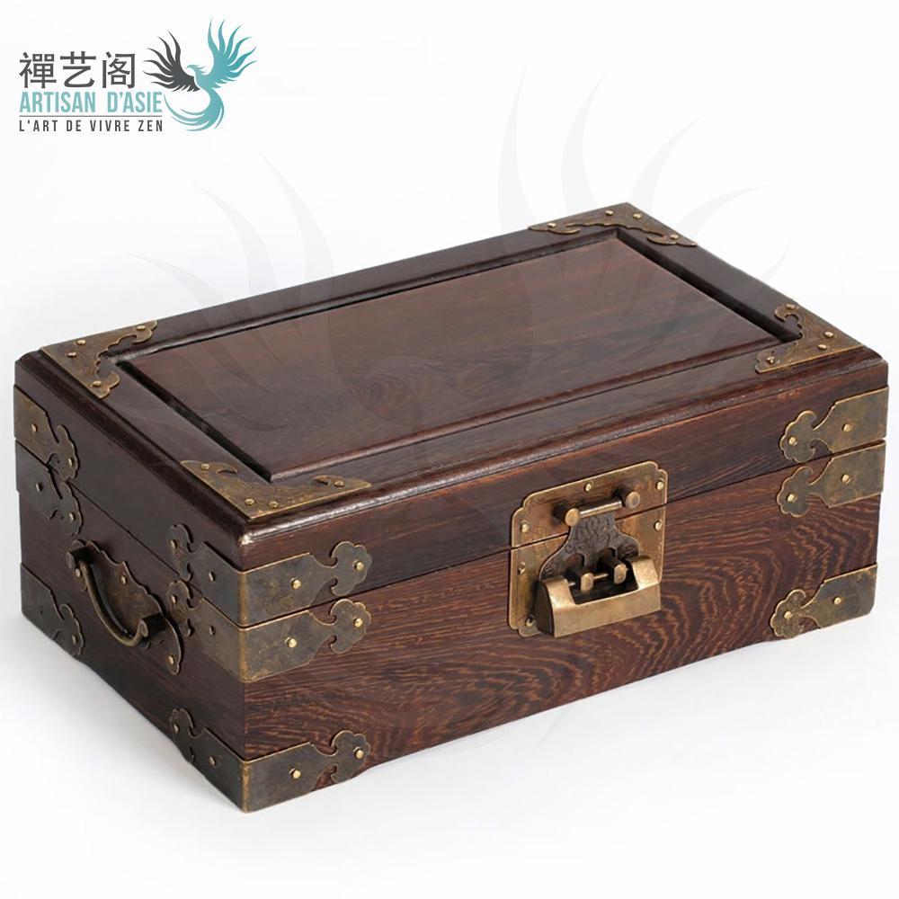 Boîte chinoise en bois de wengé Boites & Coffrets Chinois Artisan d'Asie 