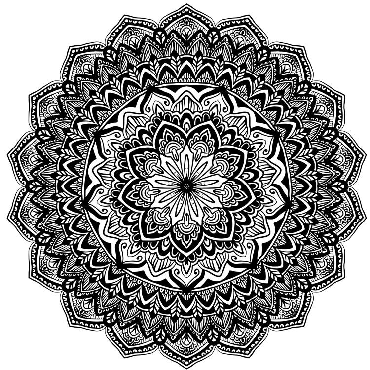 Mandala à colorier Coloriage Adulte Artisan d'Asie Mandala sur fond blanc 1 