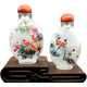Paire de tabatières chinoises en verre Tabatières Artisan d'Asie Fleurs et Oiseaux 4