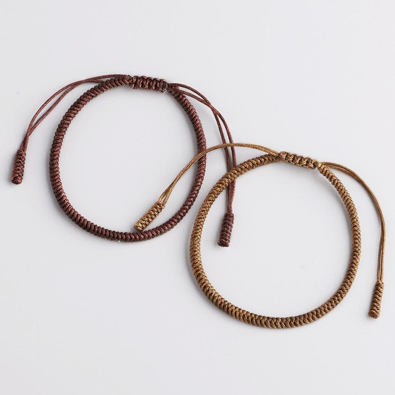Artisan d'Asie 0 2PCS\Set Original Tibetan Buddhist Handmade Lucky Knots Rope Bracelets Handmade Size Adjustable Buddhism Braided Bangle