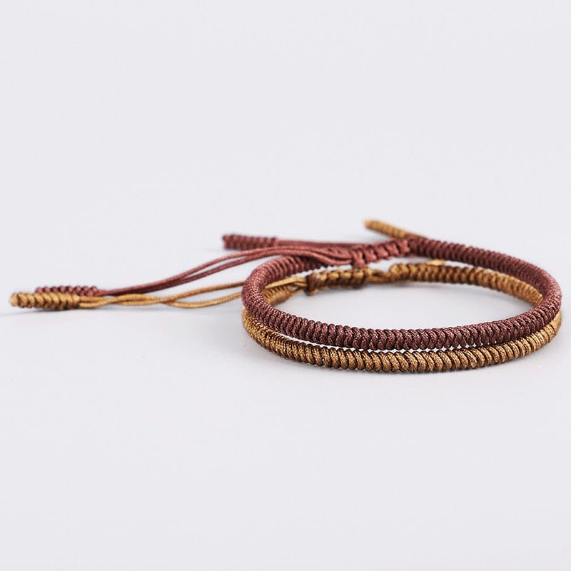 Artisan d'Asie 0 2PCS\Set Original Tibetan Buddhist Handmade Lucky Knots Rope Bracelets Handmade Size Adjustable Buddhism Braided Bangle