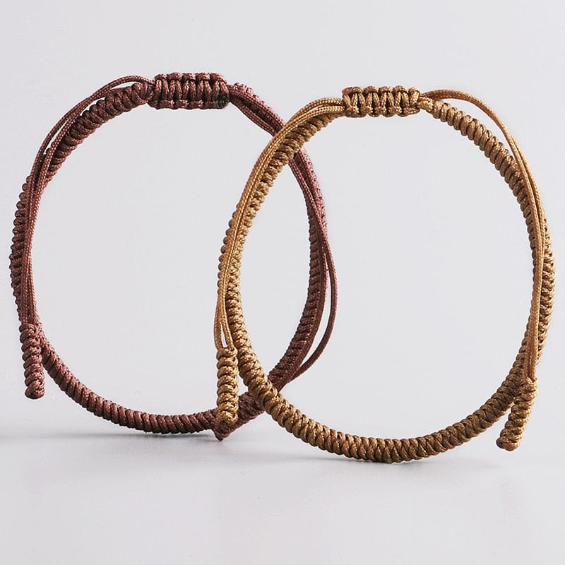 Artisan d'Asie 0 2PCS\Set Original Tibetan Buddhist Handmade Lucky Knots Rope Bracelets Handmade Size Adjustable Buddhism Braided Bangle