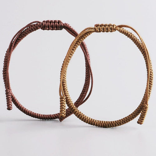 Artisan d'Asie 0 2PCS\Set Original Tibetan Buddhist Handmade Lucky Knots Rope Bracelets Handmade Size Adjustable Buddhism Braided Bangle