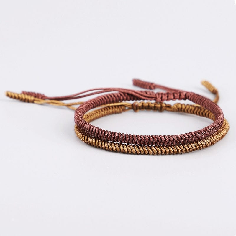 Artisan d'Asie 0 2PCS\Set Original Tibetan Buddhist Handmade Lucky Knots Rope Bracelets Handmade Size Adjustable Buddhism Braided Bangle