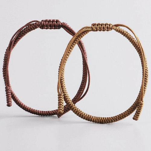 Artisan d'Asie 0 2PCS\Set Original Tibetan Buddhist Handmade Lucky Knots Rope Bracelets Handmade Size Adjustable Buddhism Braided Bangle