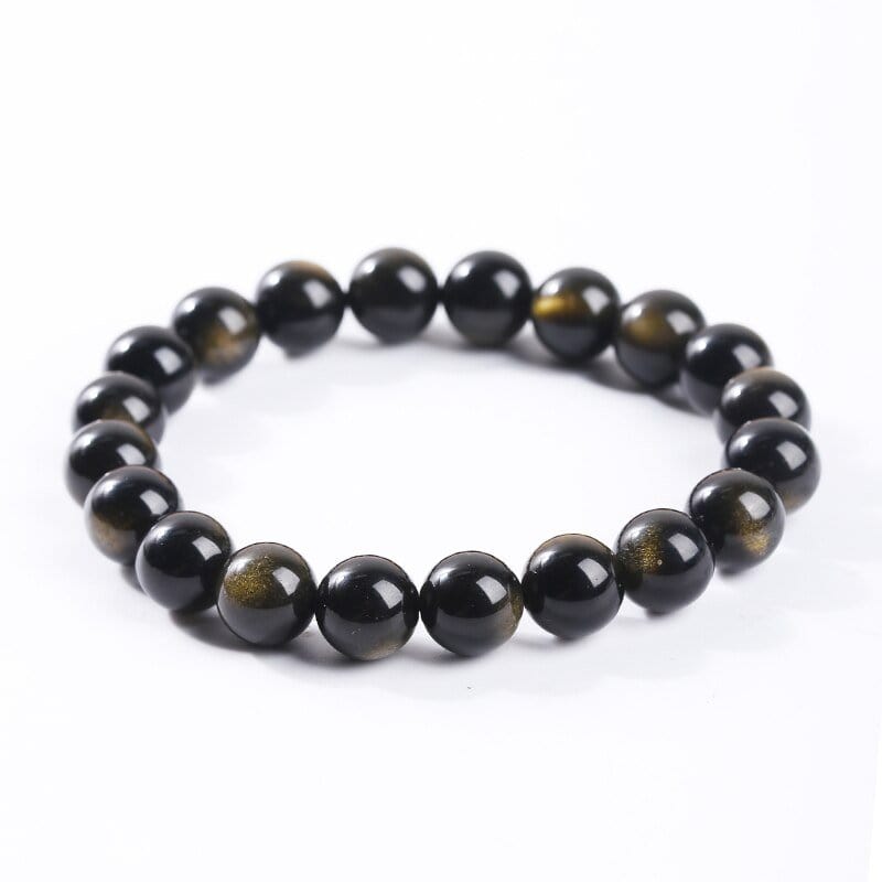 Artisan d'Asie 0 JD Natural Stone Black Gold Obsidian Beaded Bracelets Men Women Classic Yoga Energy Round Buddha Bangles Lucky Jewelry Gifts