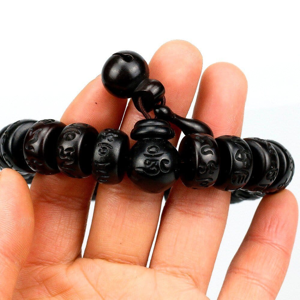 Artisan d'Asie 0 Natural Wood Tibetan Buddhist Male Bracelet Lightning Stroke Jujube Beads Meditation Men Mantra Bracelet Women Yoga Jewelry