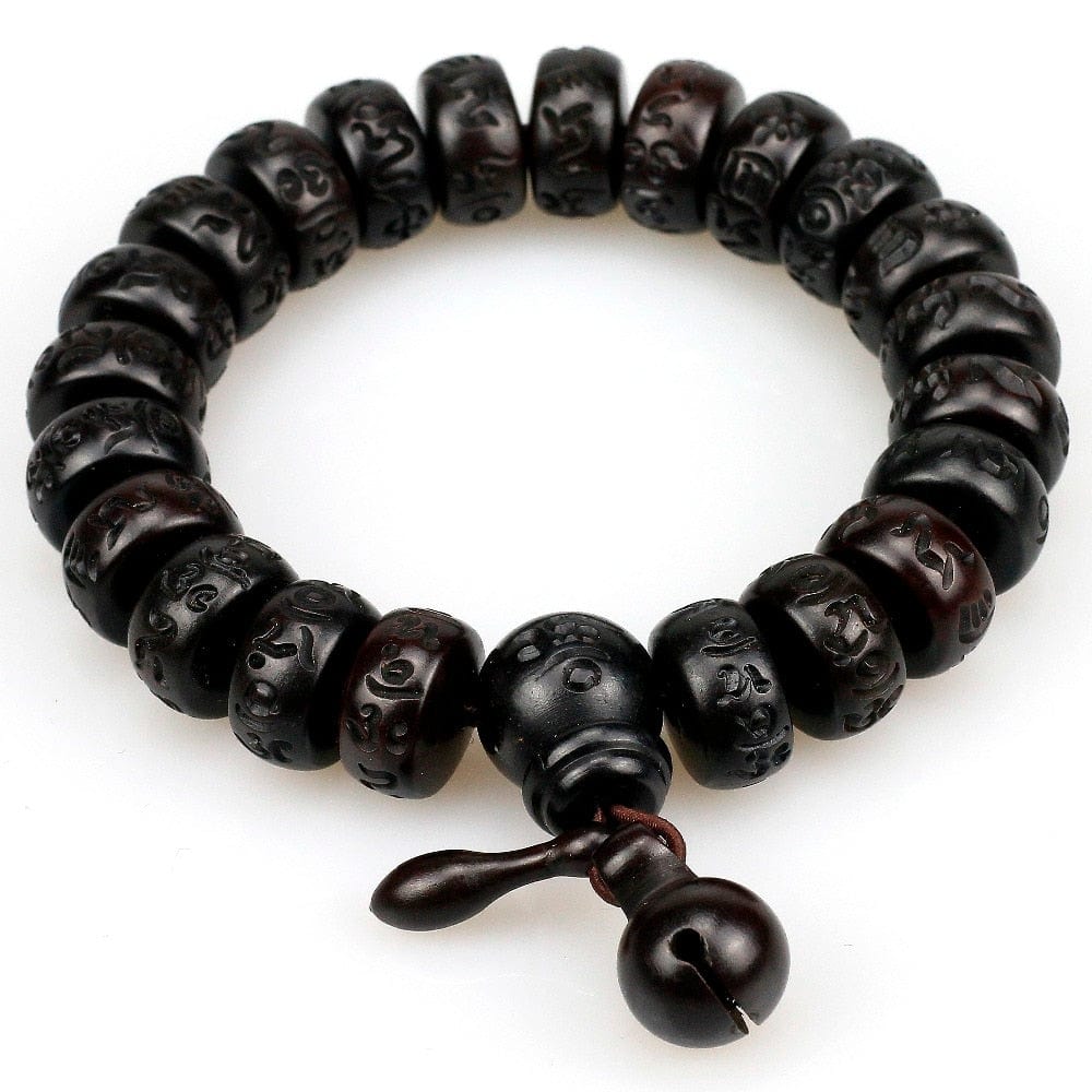 Artisan d'Asie 0 Natural Wood Tibetan Buddhist Male Bracelet Lightning Stroke Jujube Beads Meditation Men Mantra Bracelet Women Yoga Jewelry