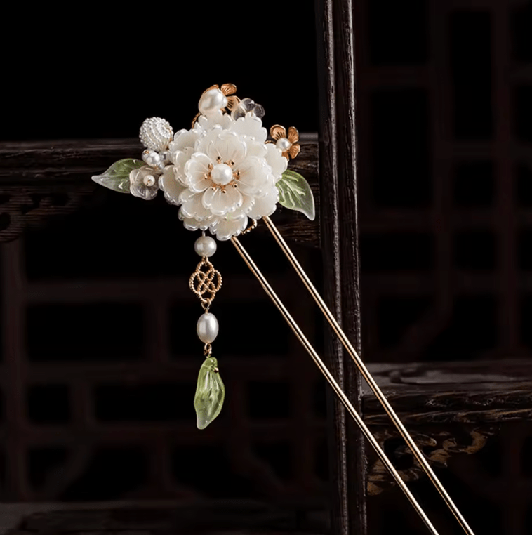 Artisan d'Asie Accessoires Cheveux Epingle à cheveux style chinois traditionnel avec fleur de nacre