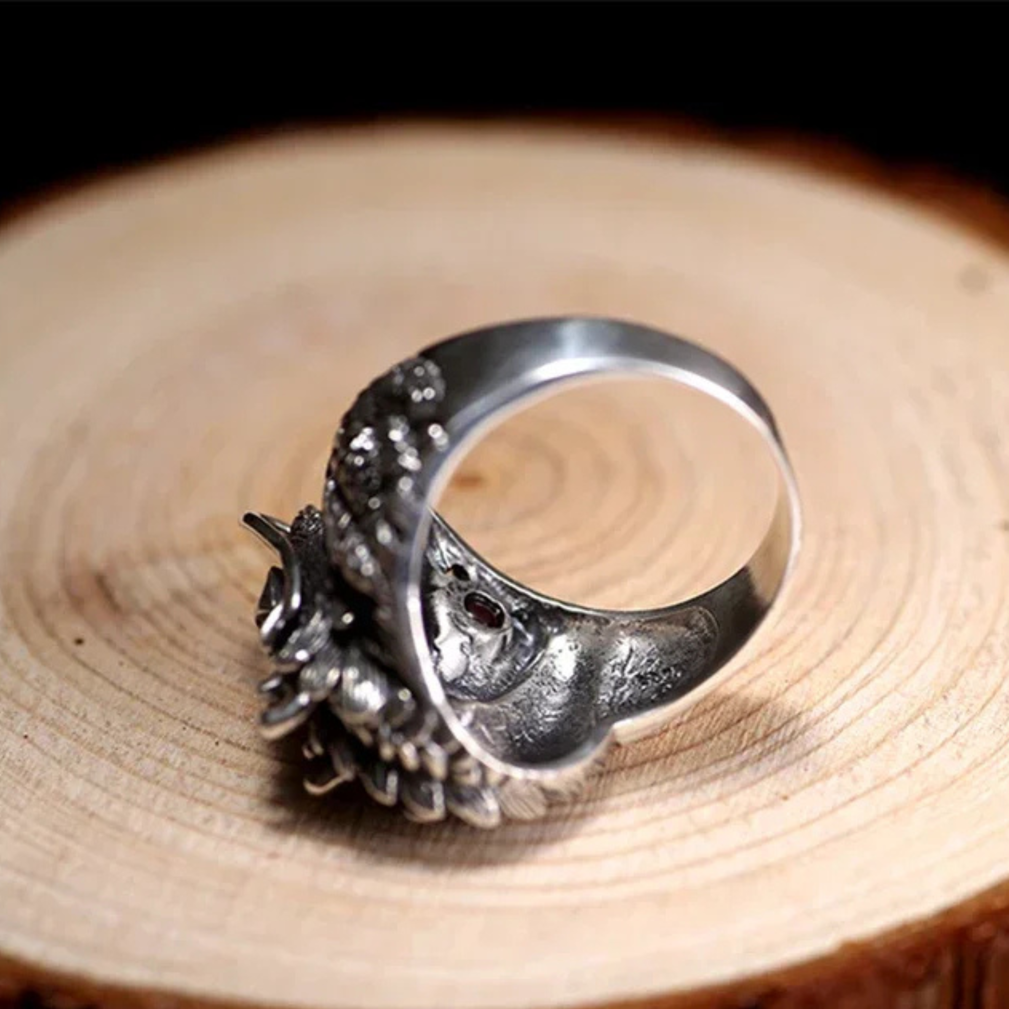 Artisan d'Asie Bagues Bague chevalière tête de dragon en argent 925