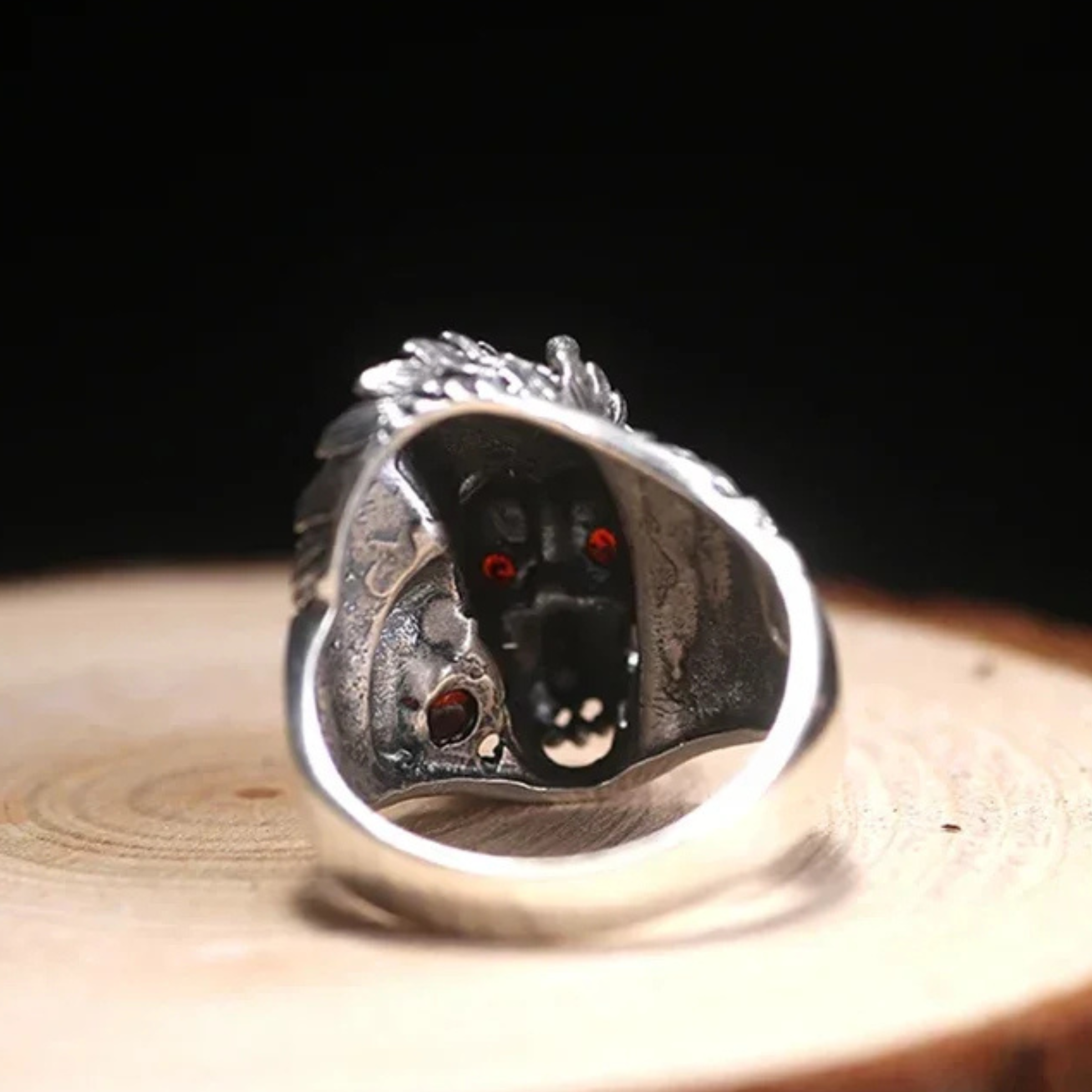 Artisan d'Asie Bagues Bague chevalière tête de dragon en argent 925
