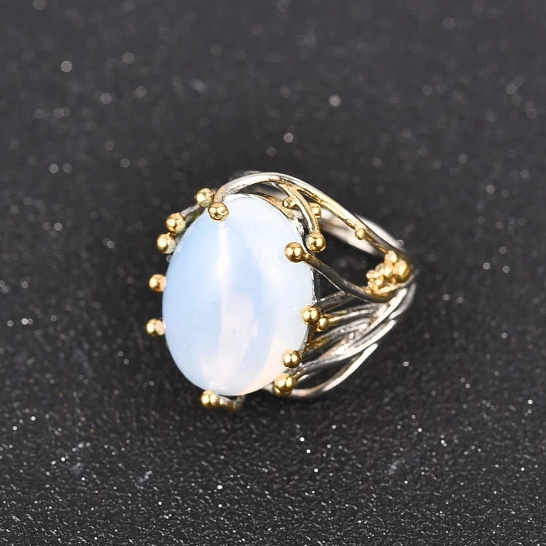Artisan d'Asie Bagues Bague en Pierre de Lune et Argent S925