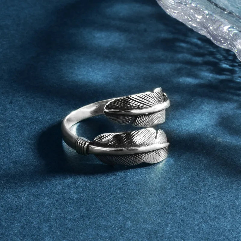 Artisan d'Asie Bagues Bague plume en argent 925