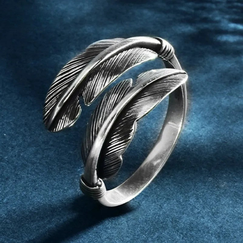 Artisan d'Asie Bagues Bague plume en argent 925