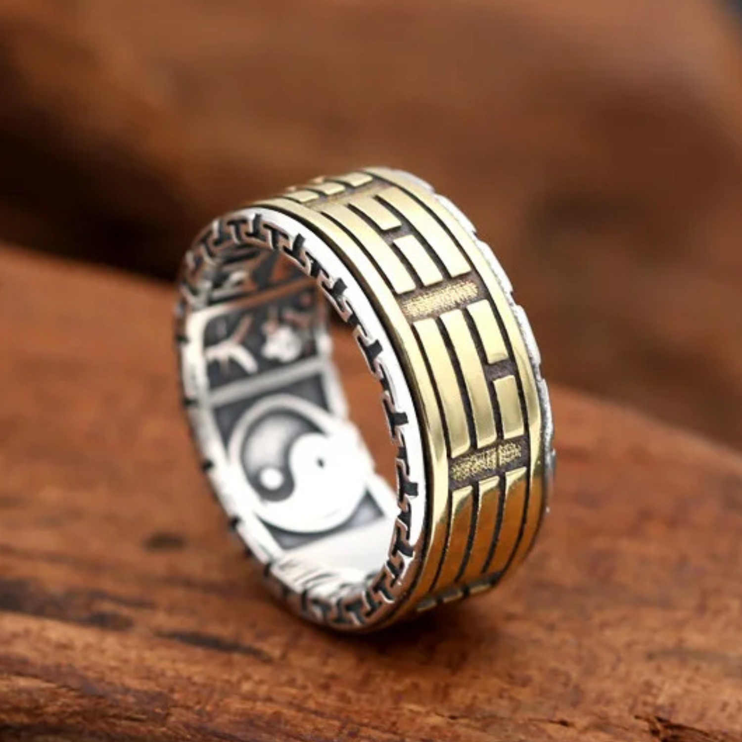 Artisan d'Asie Bagues Bague tournante en argent 925 et laiton