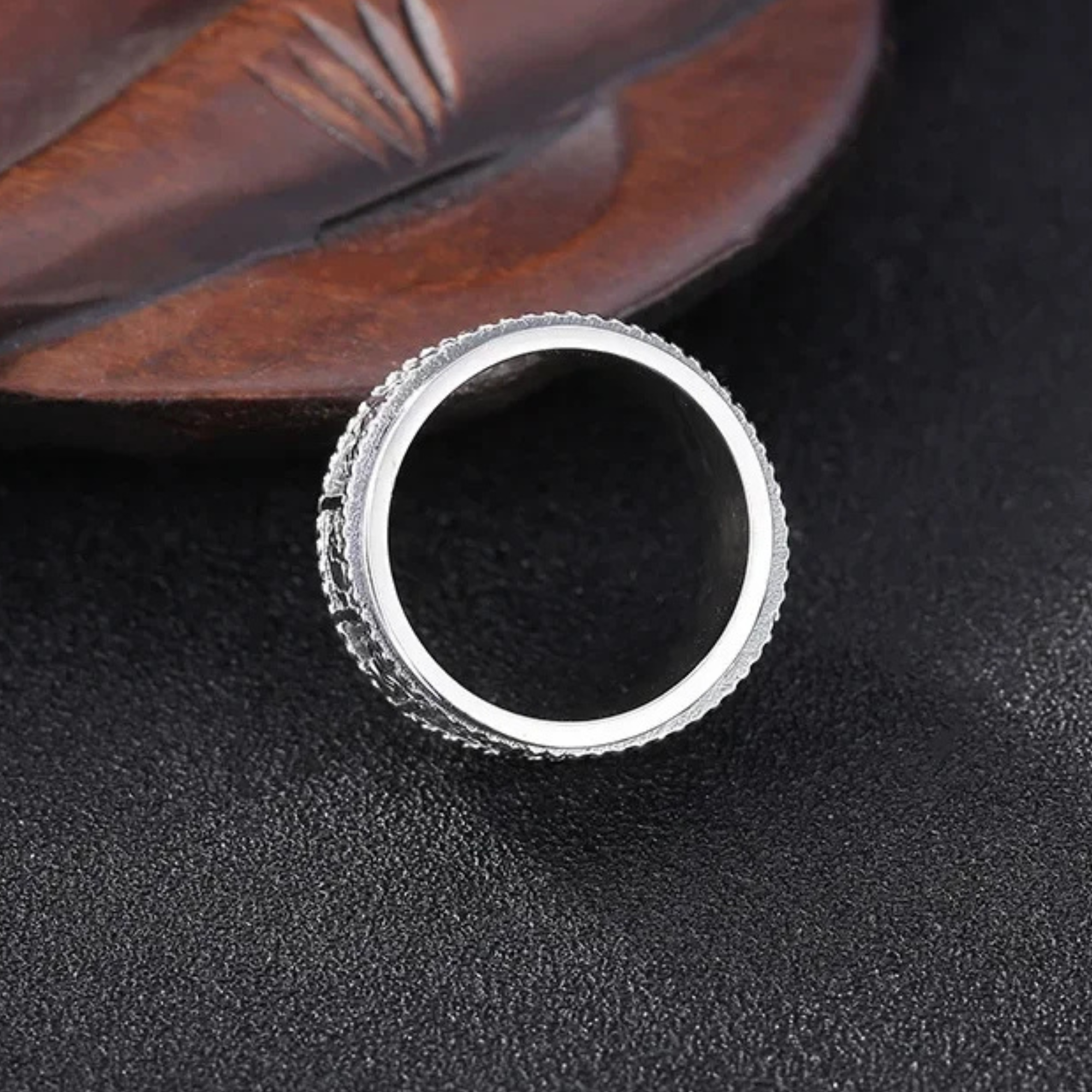 Artisan d'Asie Bagues Bague tournante gravée signes du zodiaque en argent pur 925