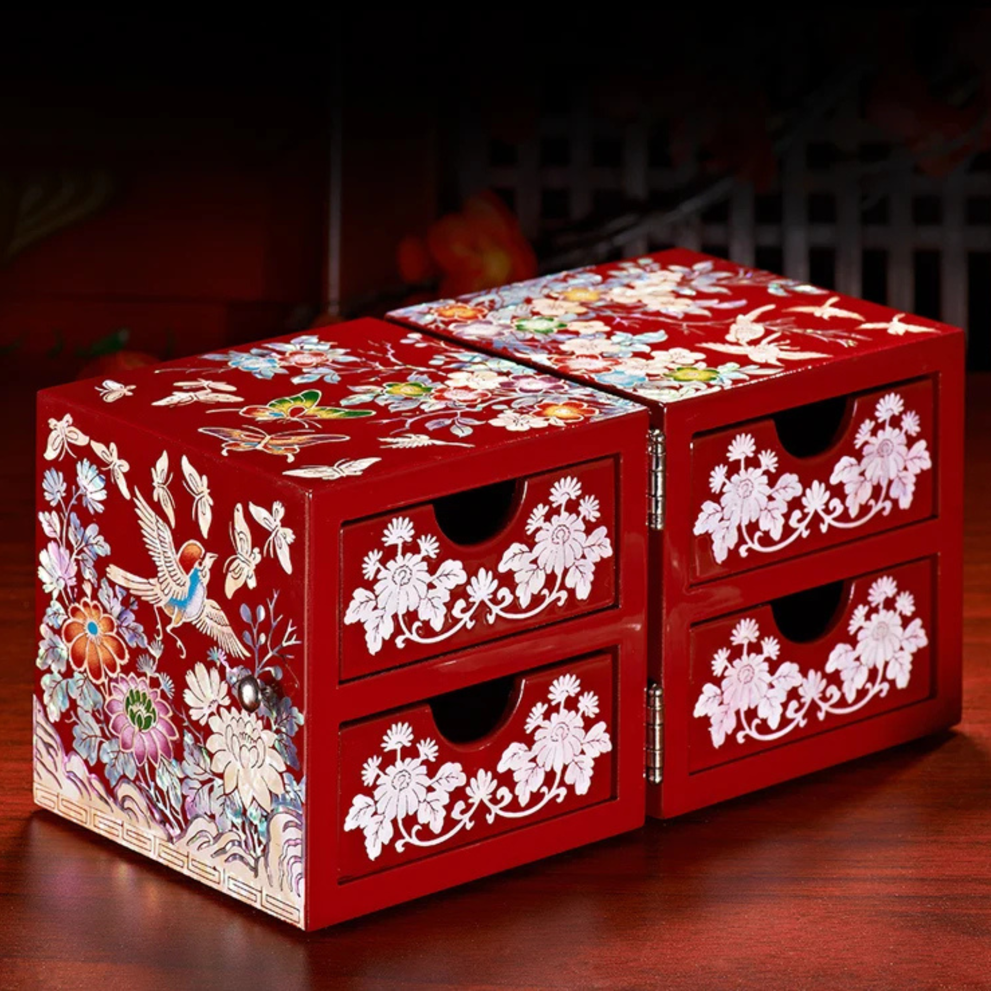 Artisan d'Asie Boites & Coffrets Chinois Boîte à bijoux chinoise en nacre et bois laqué