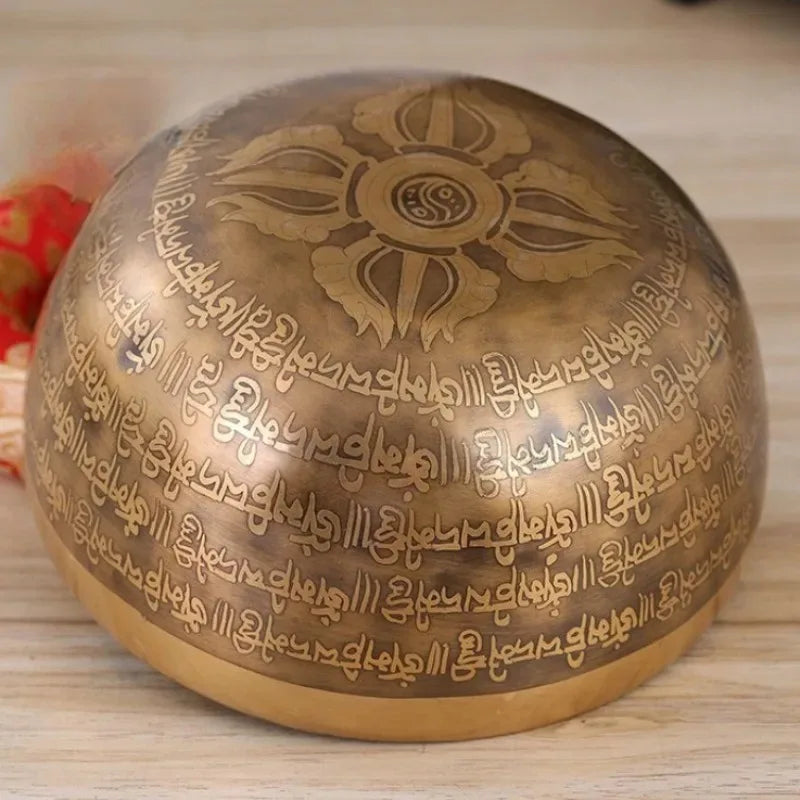 Artisan d'Asie Bol Chantant Bol chantant en cuivre inscriptions bouddhistes