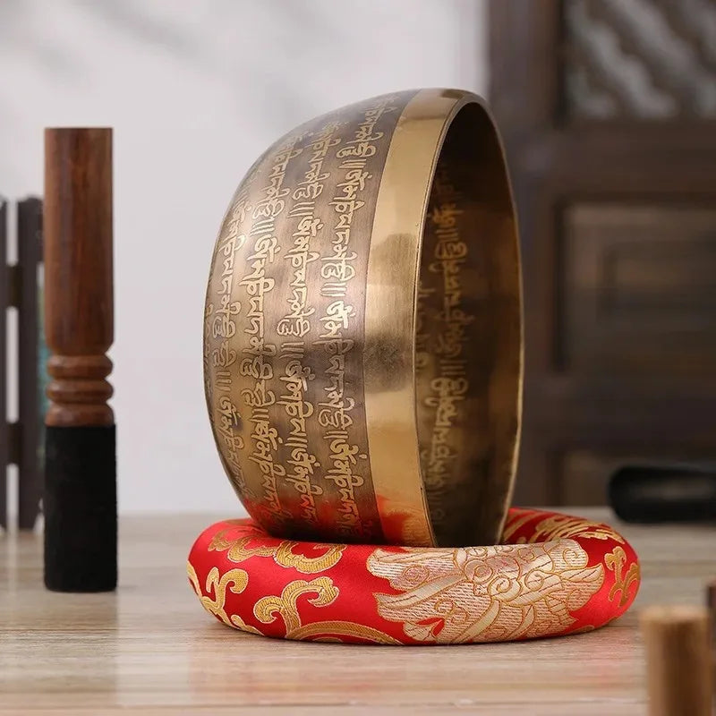Artisan d'Asie Bol Chantant Bol chantant en cuivre inscriptions bouddhistes