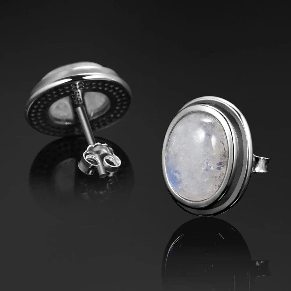 Artisan d'Asie Boucles d'oreilles Boucles d'oreilles en Pierre de Lune et Argent S925