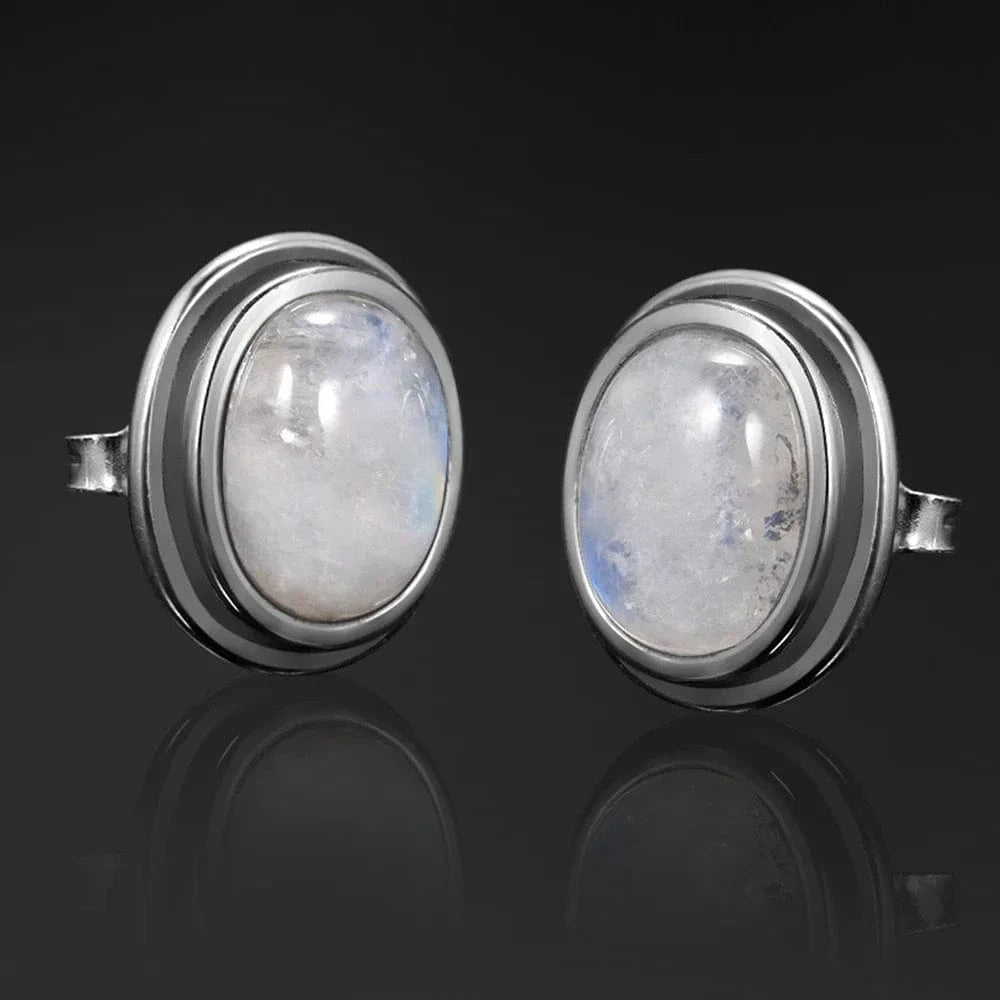 Artisan d'Asie Boucles d'oreilles Boucles d'oreilles en Pierre de Lune et Argent S925