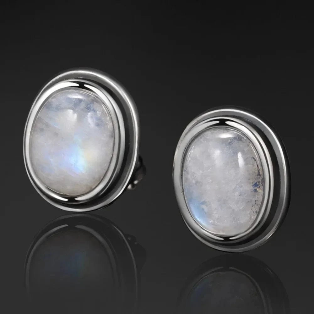 Artisan d'Asie Boucles d'oreilles Boucles d'oreilles en Pierre de Lune et Argent S925