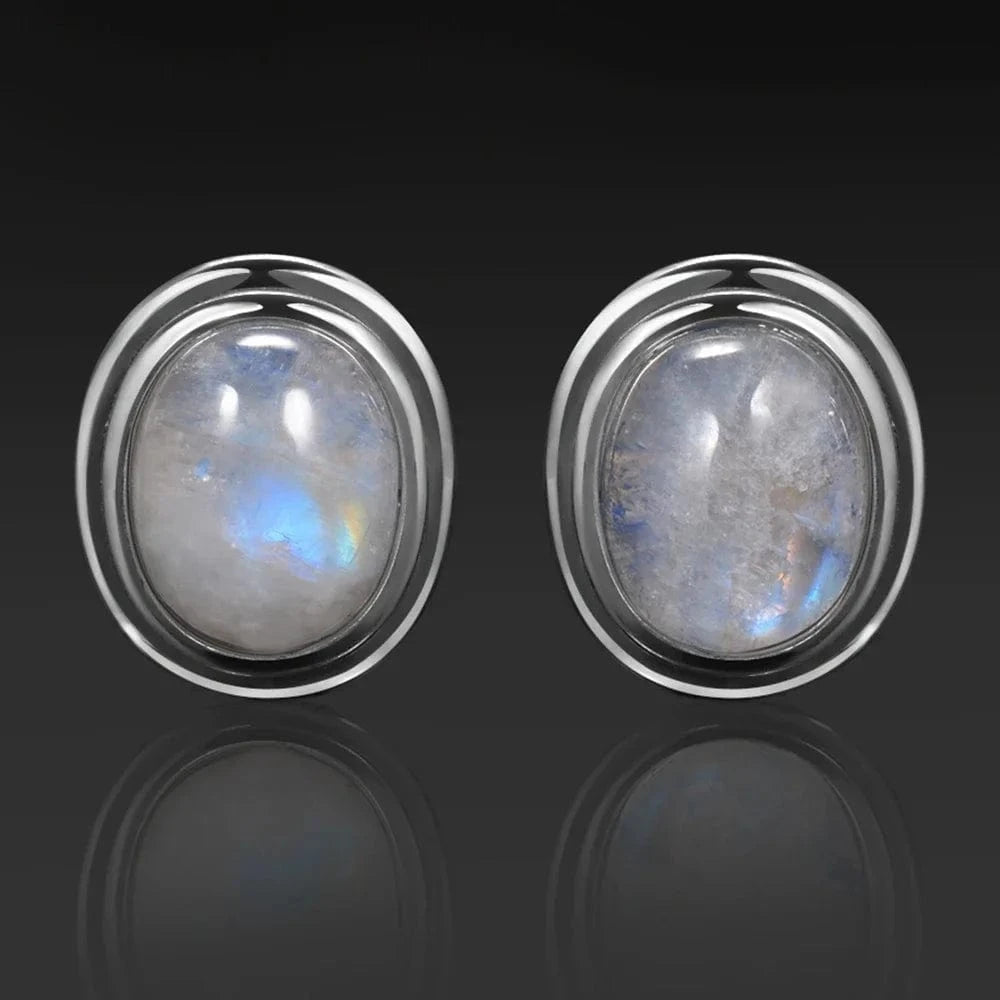 Artisan d'Asie Boucles d'oreilles Boucles d'oreilles en Pierre de Lune et Argent S925