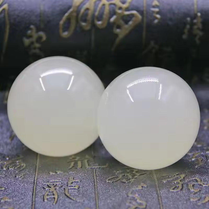 Artisan d'Asie Boules Qi-Gong Sphères d’Harmonie en Jade de Glace Haute de Gamme – Pierre rare qui purifie, fortifie le corps et apaise l’esprit, idéale pour retrouver calme, équilibre émotionnel et vitalité au quotidien Sphères d’Harmonie en Jade et Agate  Boules de Qi Gong - Boules de santé chinoises