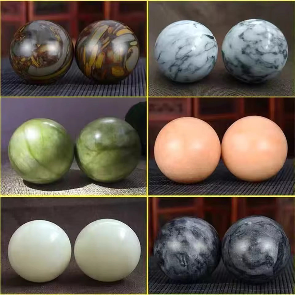 Artisan d'Asie Boules Qi-Gong Sphères d’Harmonie en Jade et Agate  Boules de Qi Gong - Boules de santé chinoises