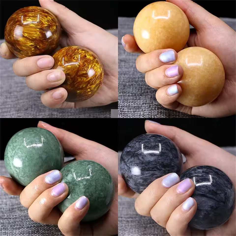 Artisan d'Asie Boules Qi-Gong Sphères d’Harmonie en Jade et Agate  Boules de Qi Gong - Boules de santé chinoises
