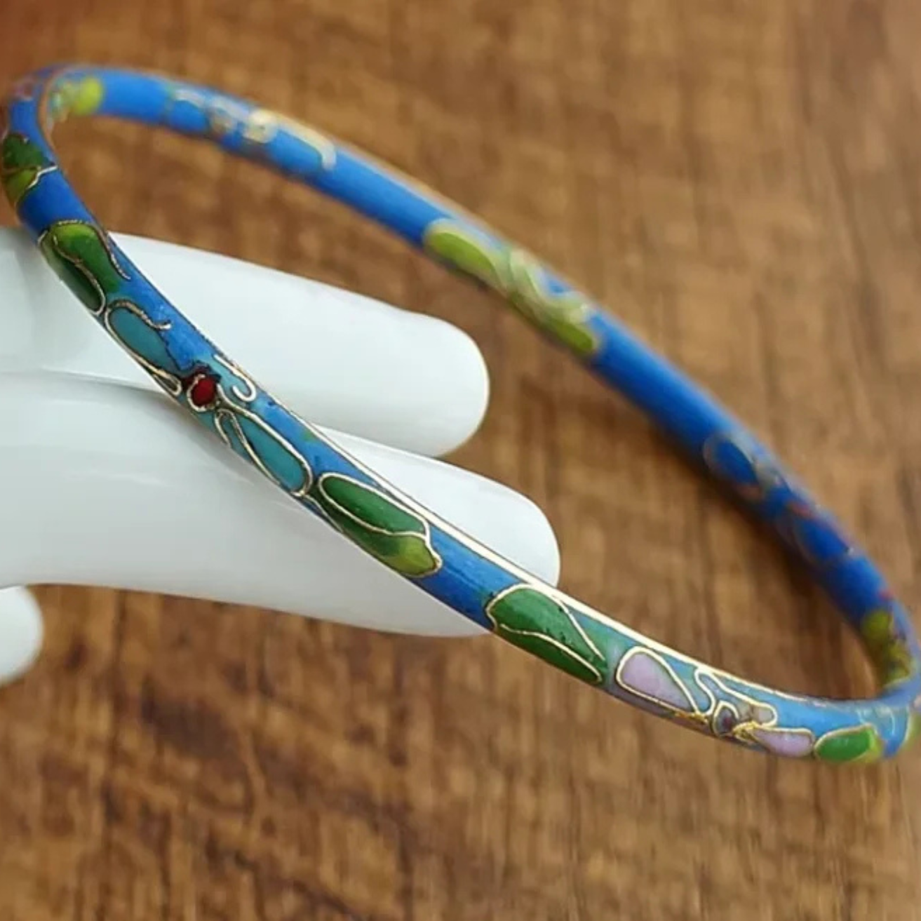 Artisan d'Asie Bracelets Bleu clair Ensemble de 7 bracelets chinois en cloisonné