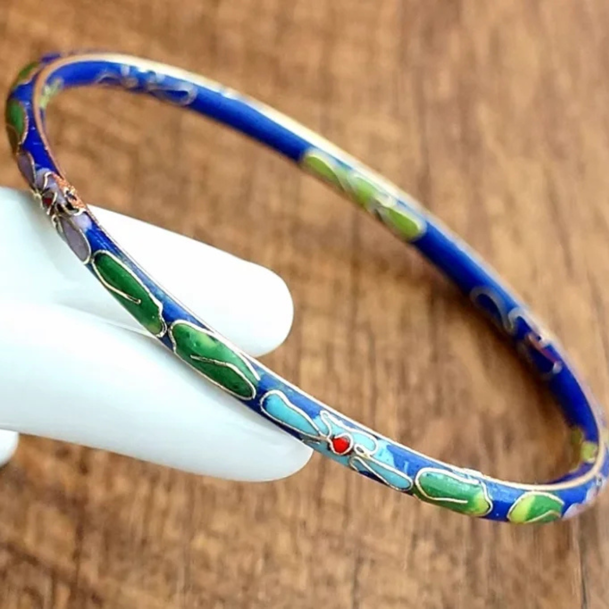 Artisan d'Asie Bracelets Bleu foncé Ensemble de 7 bracelets chinois en cloisonné