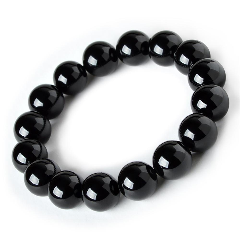Artisan d'Asie Bracelets Malas 10mm Bracelet mala en pierre d'agate noire