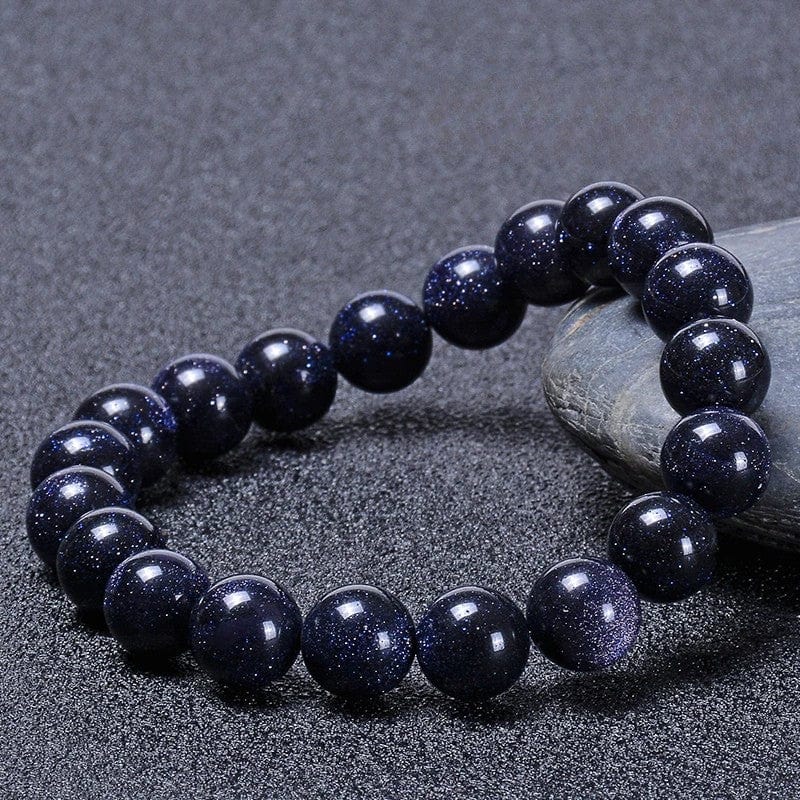 Artisan d'Asie Bracelets Malas 10mm Bracelet mala en pierre de sable bleu