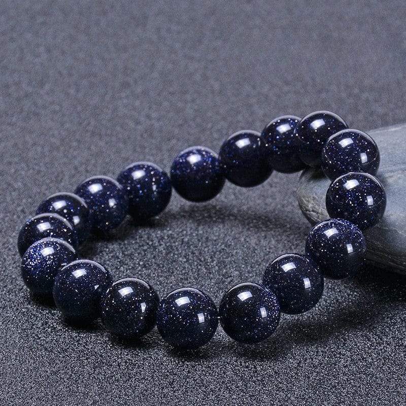 Artisan d'Asie Bracelets Malas 12mm Bracelet mala en pierre de sable bleu