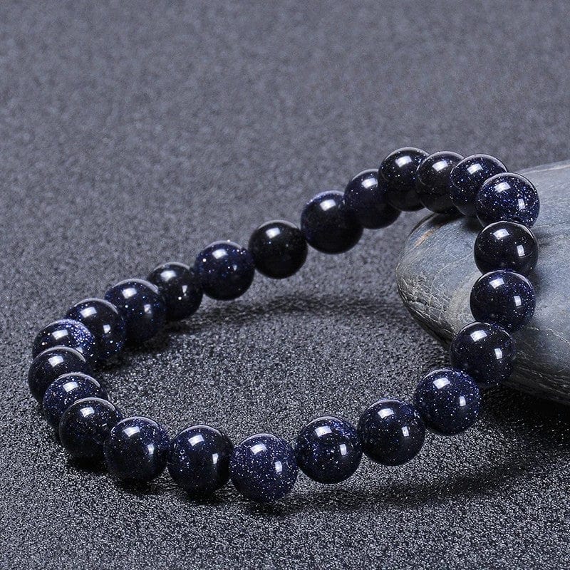 Artisan d'Asie Bracelets Malas 8mm Bracelet mala en pierre de sable bleu