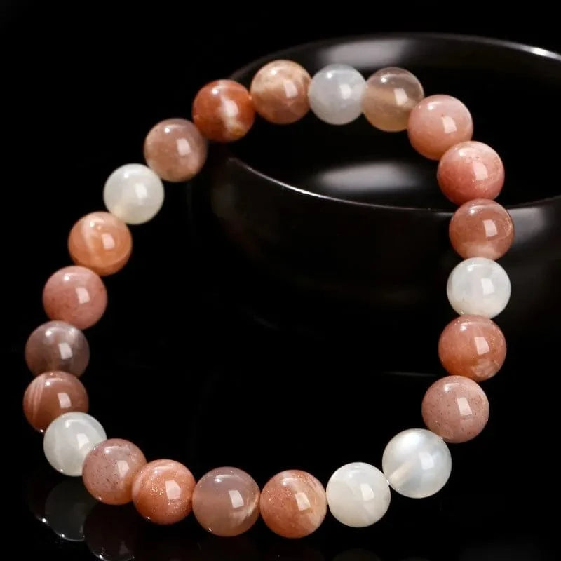 Artisan d'Asie Bracelets Malas Bracelet en Pierre de Lune Multicolore