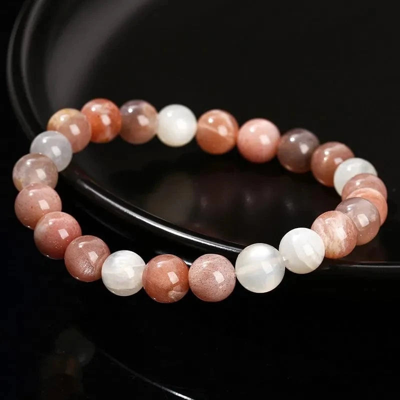 Artisan d'Asie Bracelets Malas Bracelet en Pierre de Lune Multicolore