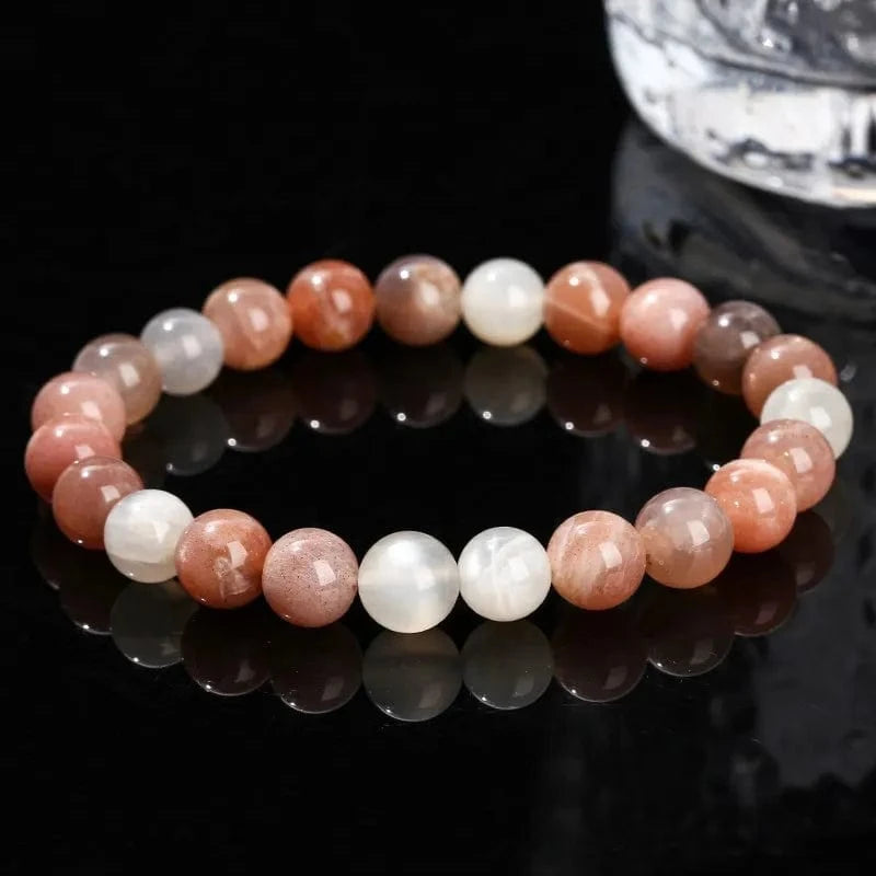 Artisan d'Asie Bracelets Malas Bracelet en Pierre de Lune Multicolore