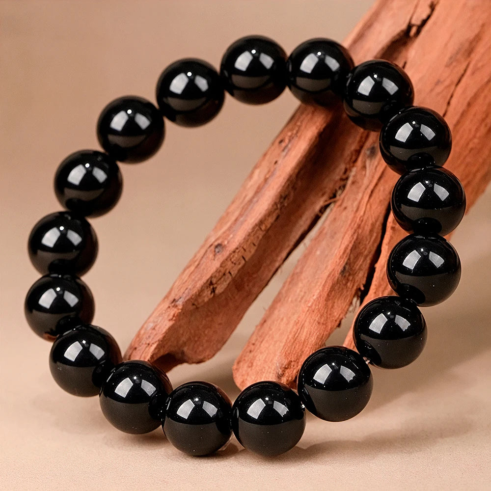 Artisan d'Asie Bracelets Malas Bracelet mala en pierre d'agate noire