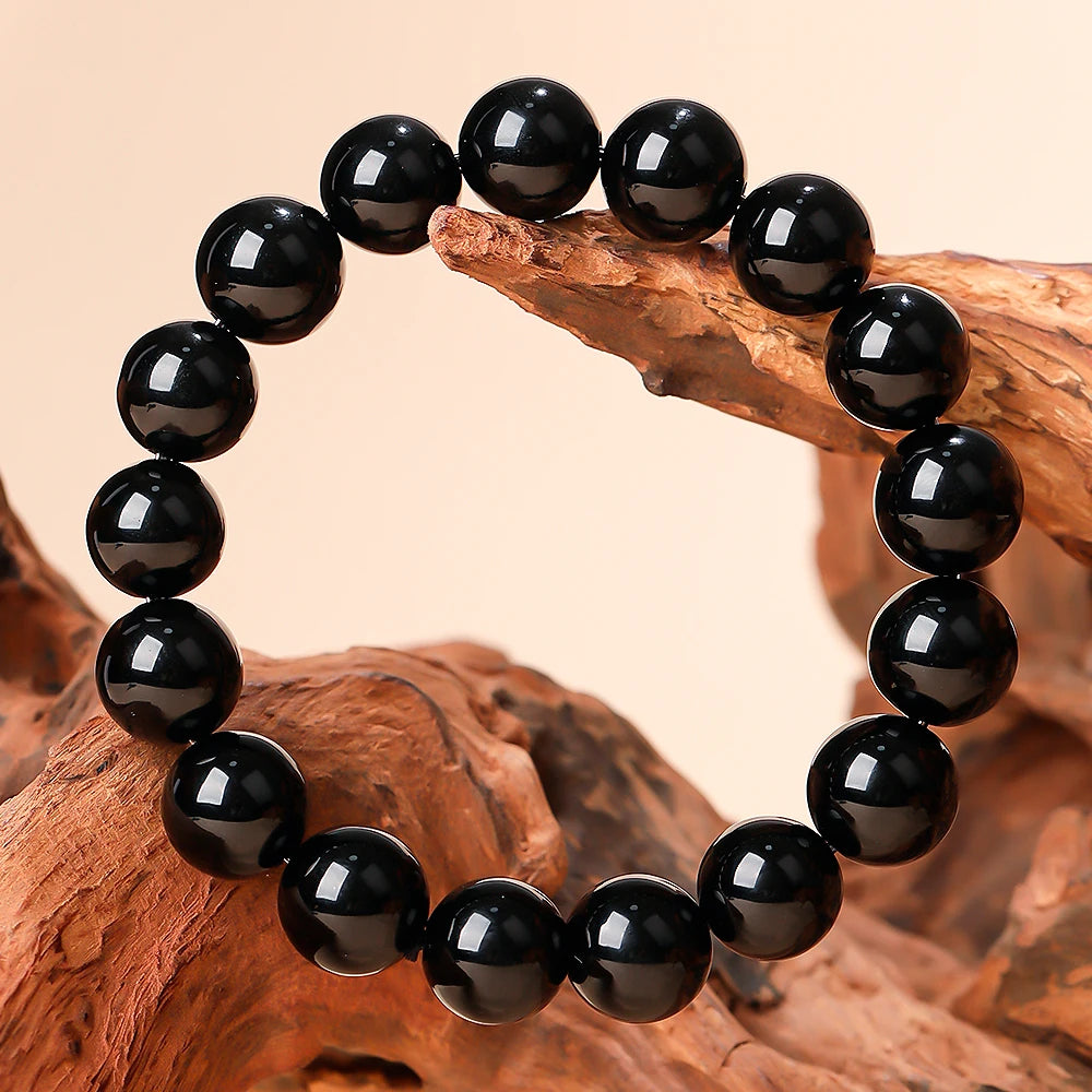 Artisan d'Asie Bracelets Malas Bracelet mala en pierre d'agate noire